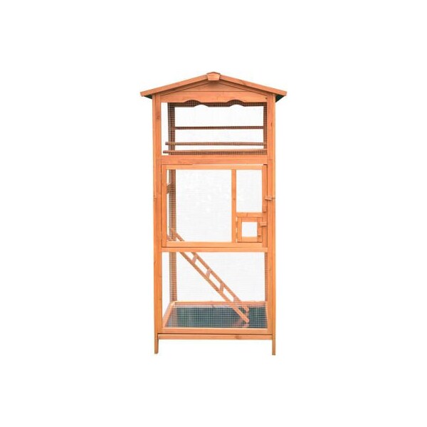Almo Fulfillment Services Hanover Outdoor Wooden Bird Cage with 3 Resting Bars, Ladder, Waterproof Roof and Removable Tray HANBC0101-CDR - main